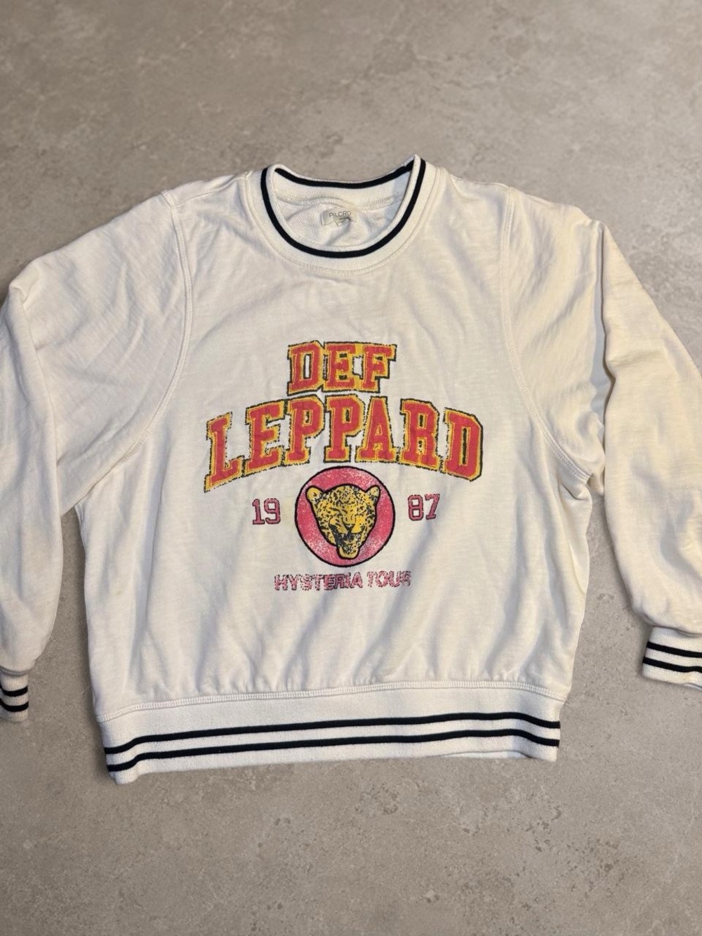 Pilcro Anthropologie Def Leppard Hysteria Tour Varsity Sweatshirt Small